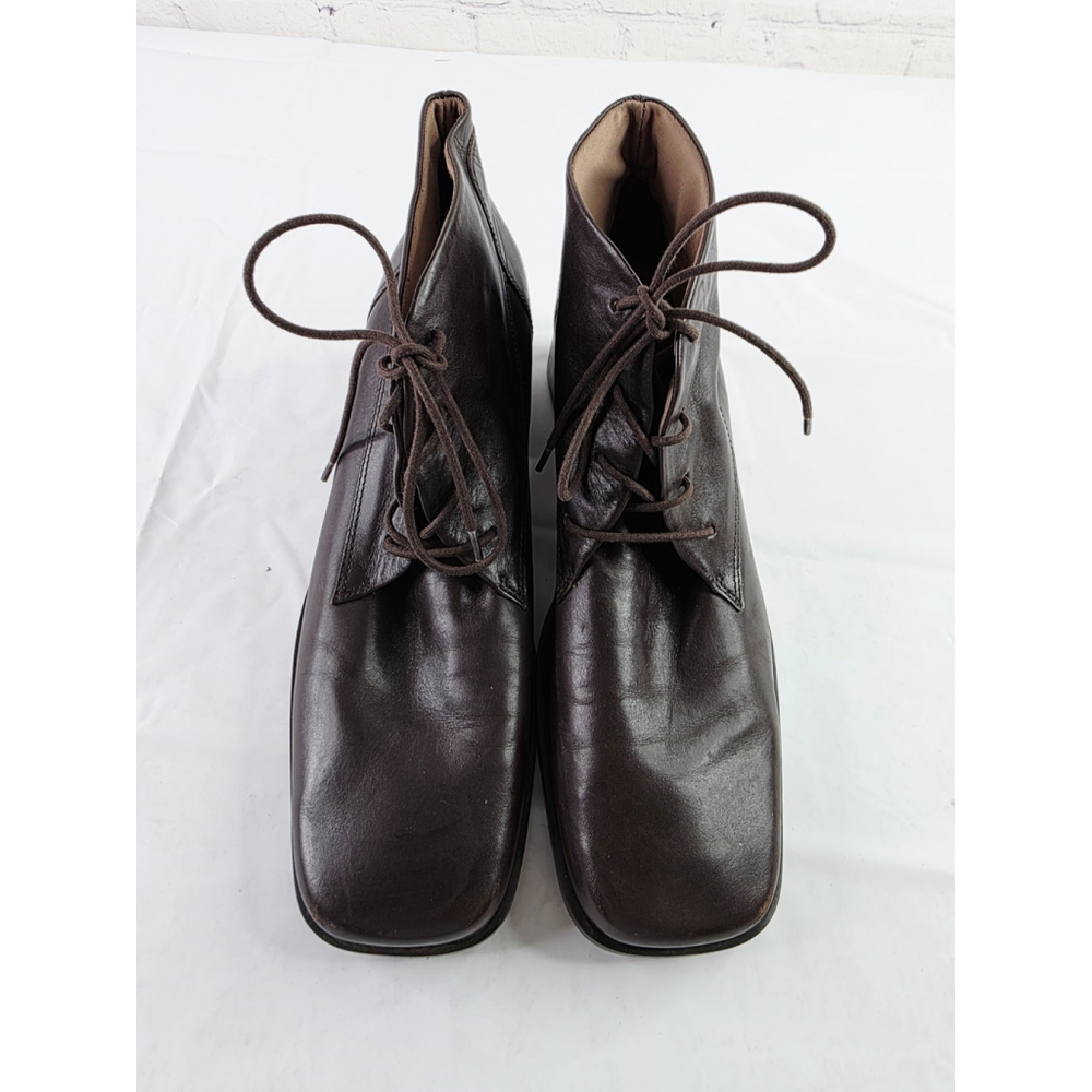 Vintage 90's Easy Sprit Brown Leather Lace Up Boot Chunky Heel Women's Size 10 B - Picture 2 of 8
